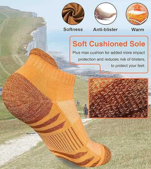 Womens Ankle Anti-blister Thick Cushioned Wicking Odor Resist Athletic Running Socks 5 Pairs